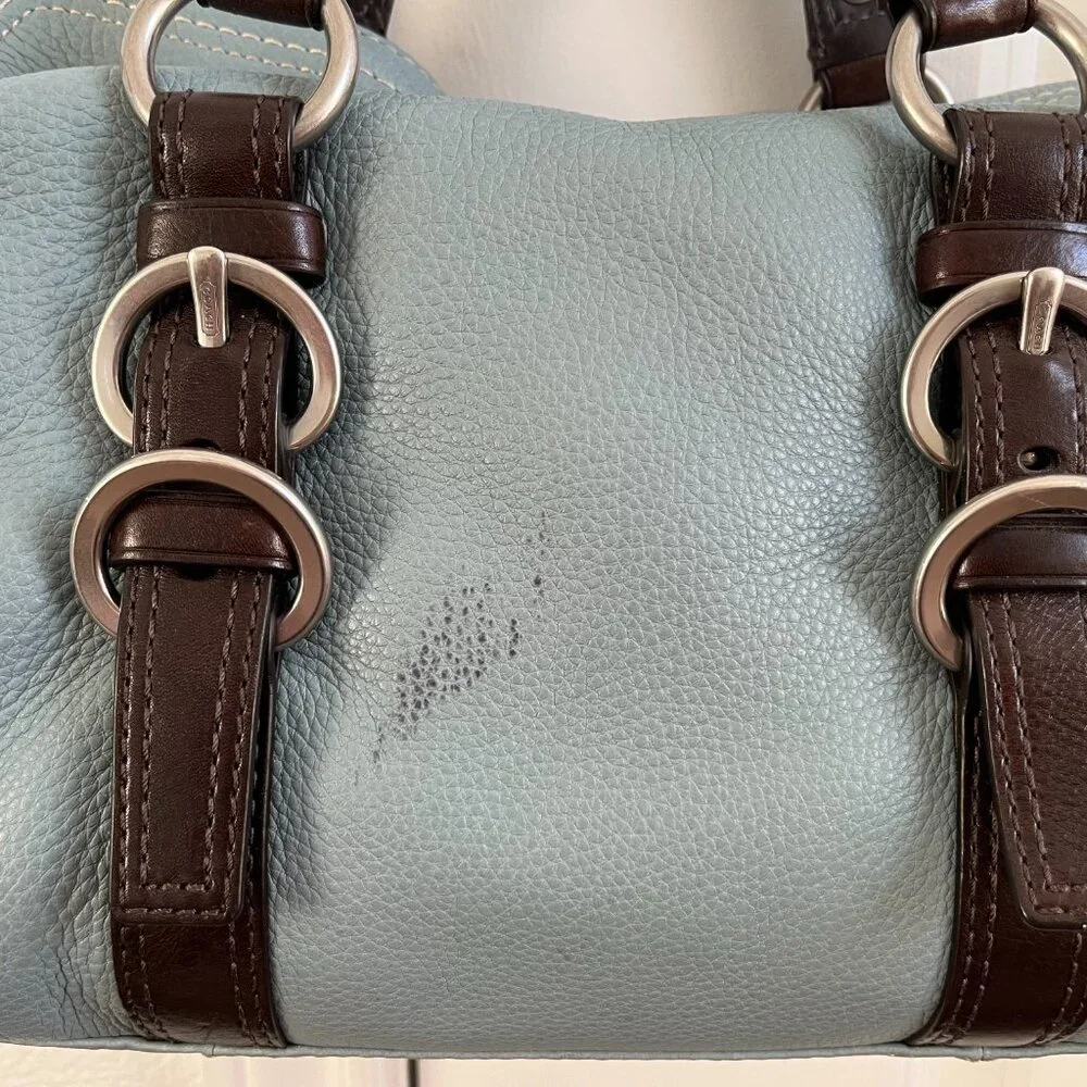 COACH ~ Blue/Brown F12334 Pebble Leather Chelsea Satchel w/ Silver Hardware - Picture 5 of 14